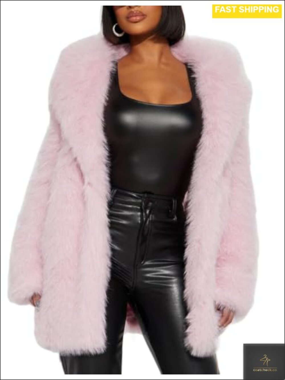 Faux Fur Coat Fluffy Warm Midi Long Shaggy Winter Jacket